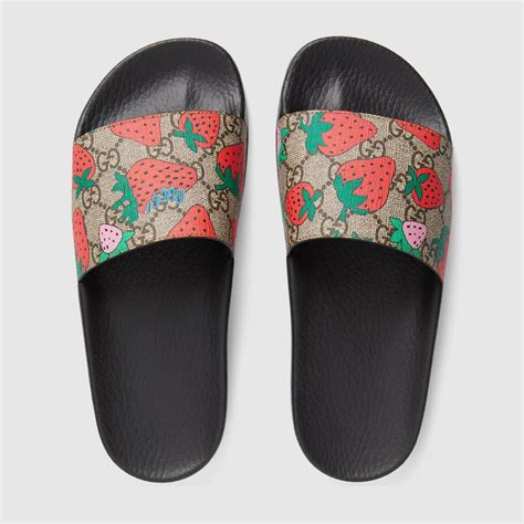 women's gucci pink slides|Gucci slides women strawberry.